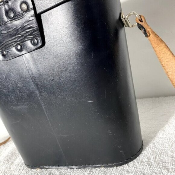 Vintage Black Leather Binoculars Case with Strap & Lens Caps - Picture 15 of 16